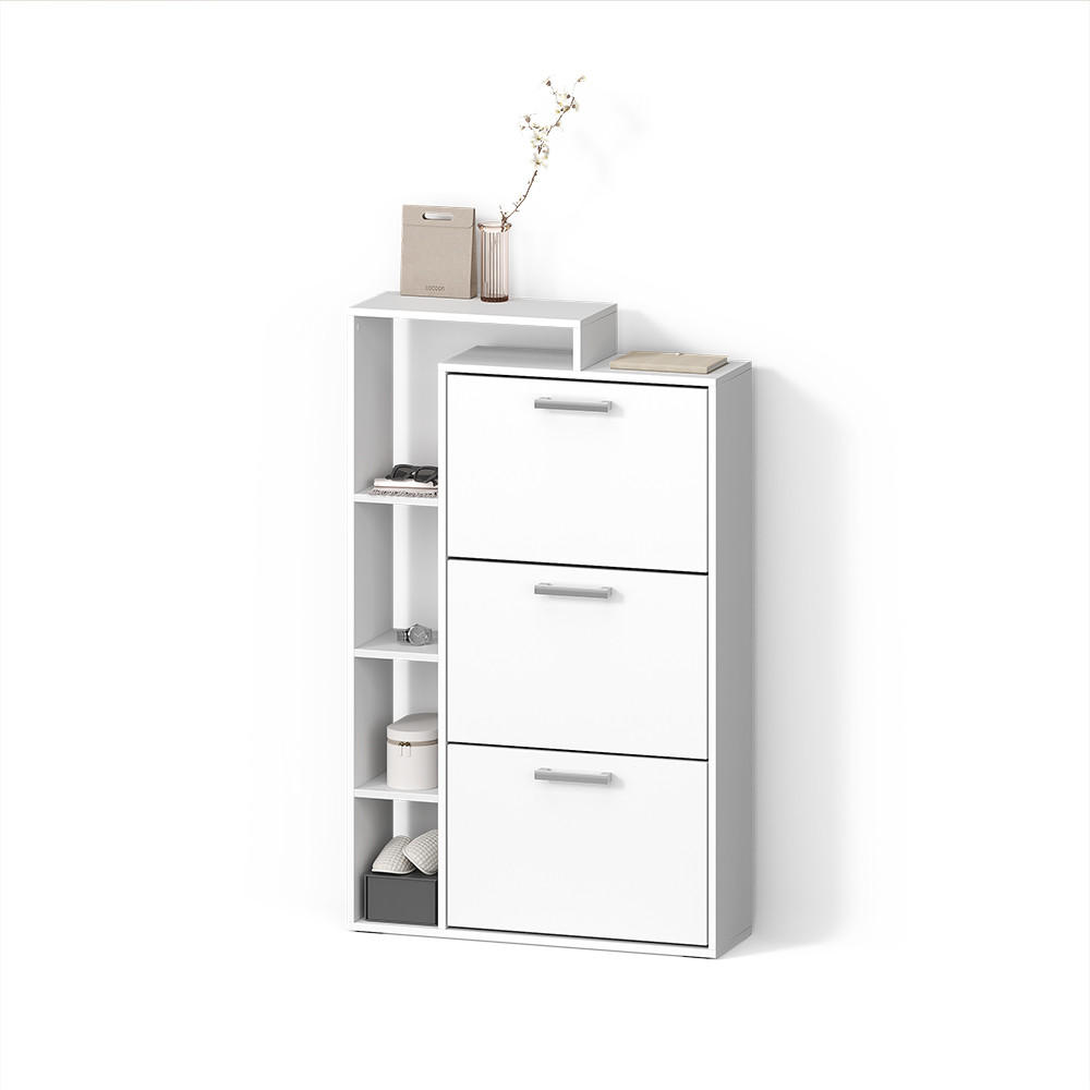 SCHUHKIPPER Ortello Weiß 80 x 128.3 cm mit 3 Fächern - Weiß, Holzwerkstoff (80/128.3/24.2cm) - Livinity®