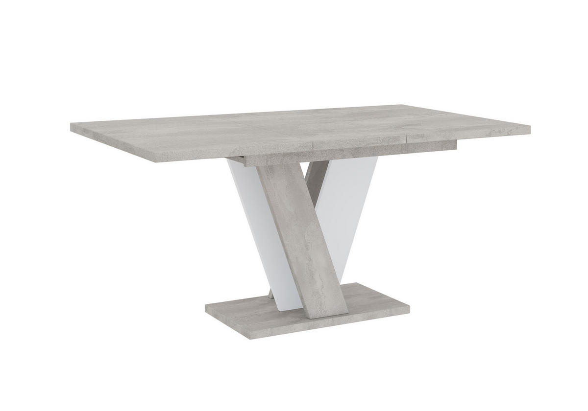 ESSTISCH Ausziehbar 120 - 160 cm Betonoptik und Weiß - Weiß/Grau, Holzwerkstoff (120/90/75cm) - PROSPERO