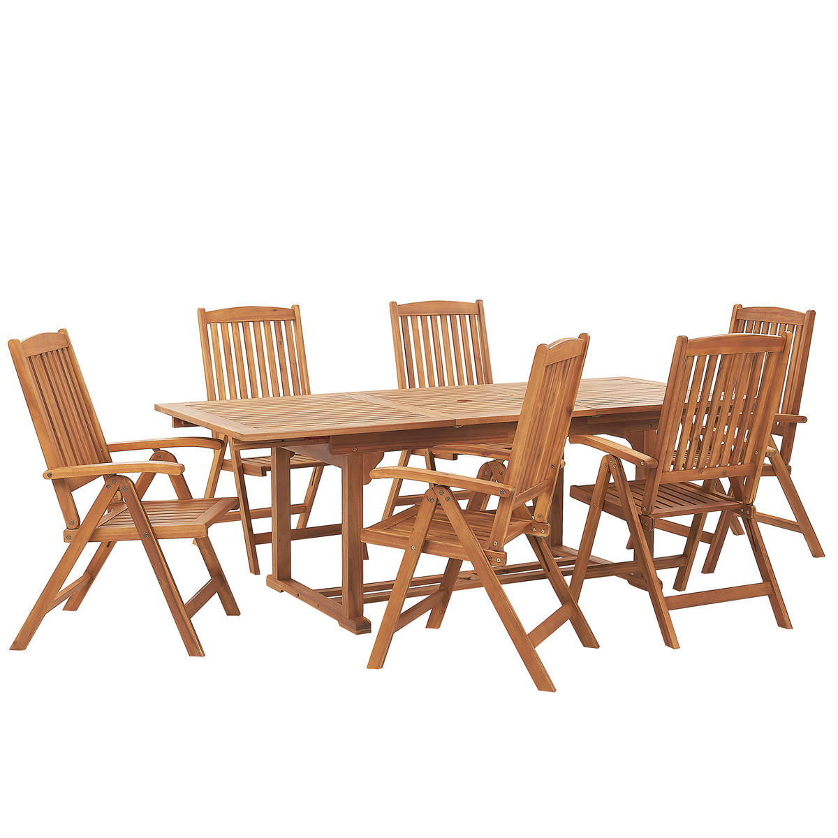 GARTENMÖBEL SET 6-Sitzer Akazienholz hellbraun Java - Hellbraun, Holz - Beliani