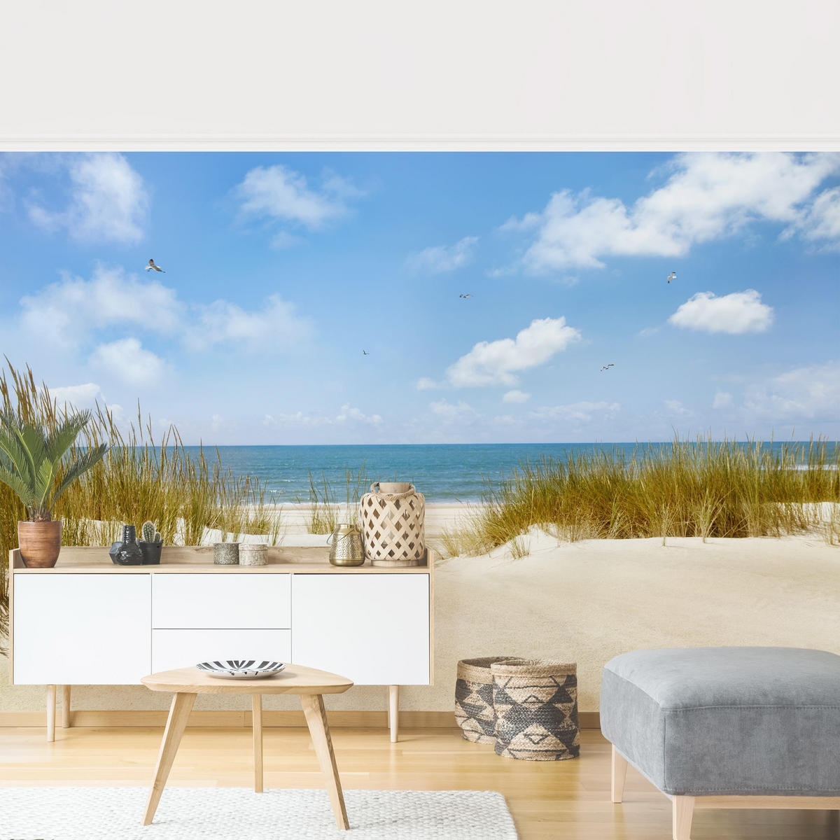 FOTOTAPETE Strand an der Nordsee 288/190 cm - Eichefarben, Papier (288/190cm) - Bilderwelten