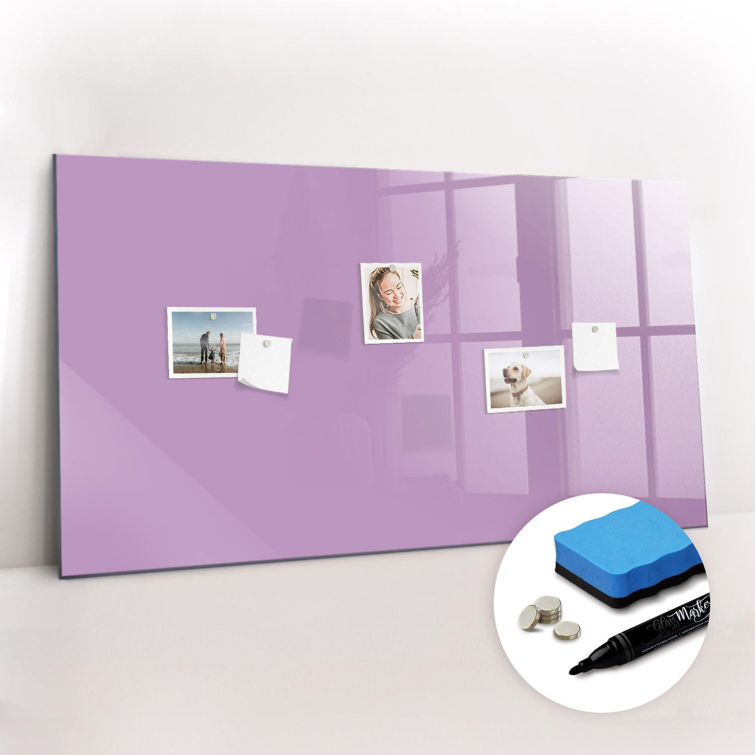 MAGNETTAFEL 120x60 Flieder schwarzer Marker - Violett, Glas (120/0.4/60cm) - TULUP