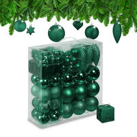 110-TLG.WEIHNACHTSKUGELN-SET - Dunkelgrün, Kunststoff (8/9/8cm) - Relaxdays