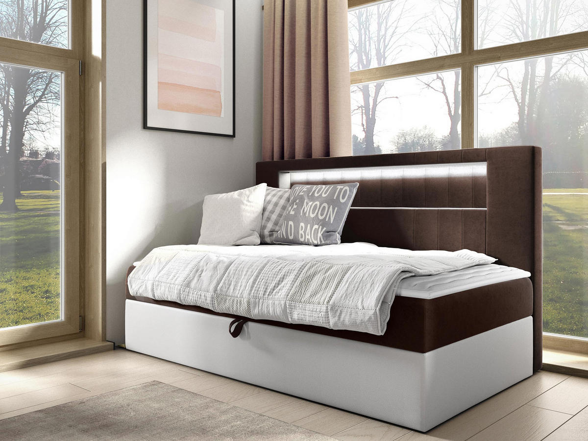 BOXBETT Gold Junior 2 - Weiß/Braun, Holz (90/200cm) - MIRJAN24