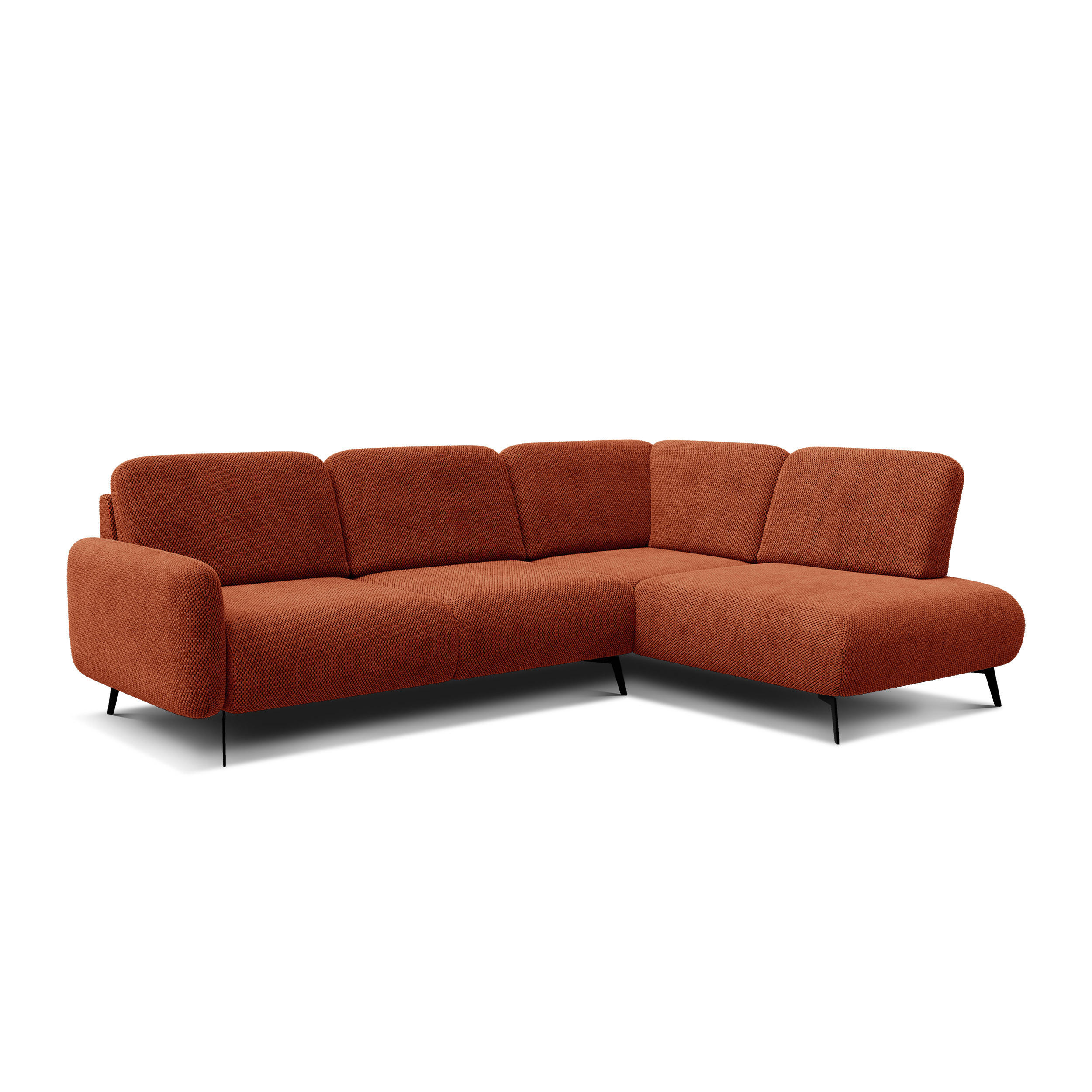 ECKSOFA FEBE 5-Sitzer rechts, dunkelorange - Dunkelorange/Schwarz, Holz/Textil (271/190cm) - Courtois Laville