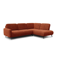 ECKSOFA FEBE 5-Sitzer rechts, dunkelorange - Dunkelorange/Schwarz, Holz/Textil (271/190cm) - Courtois Laville