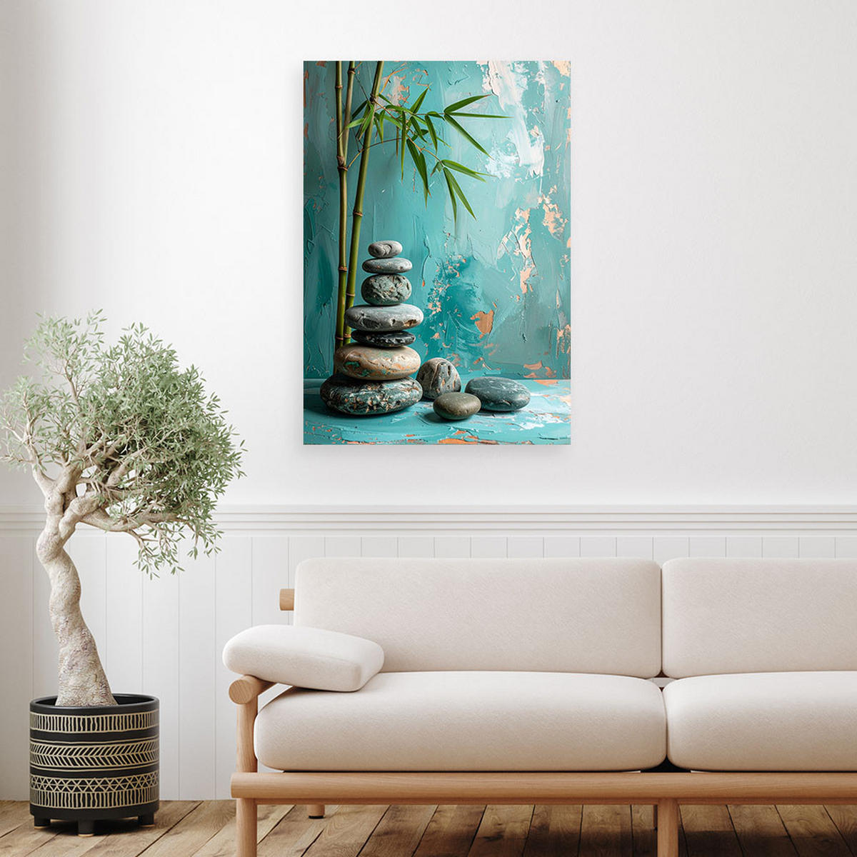 LEINWANDBILD Zen und Orientalisch 40x60cm - Türkis, Textil (40/60cm) - Feeby