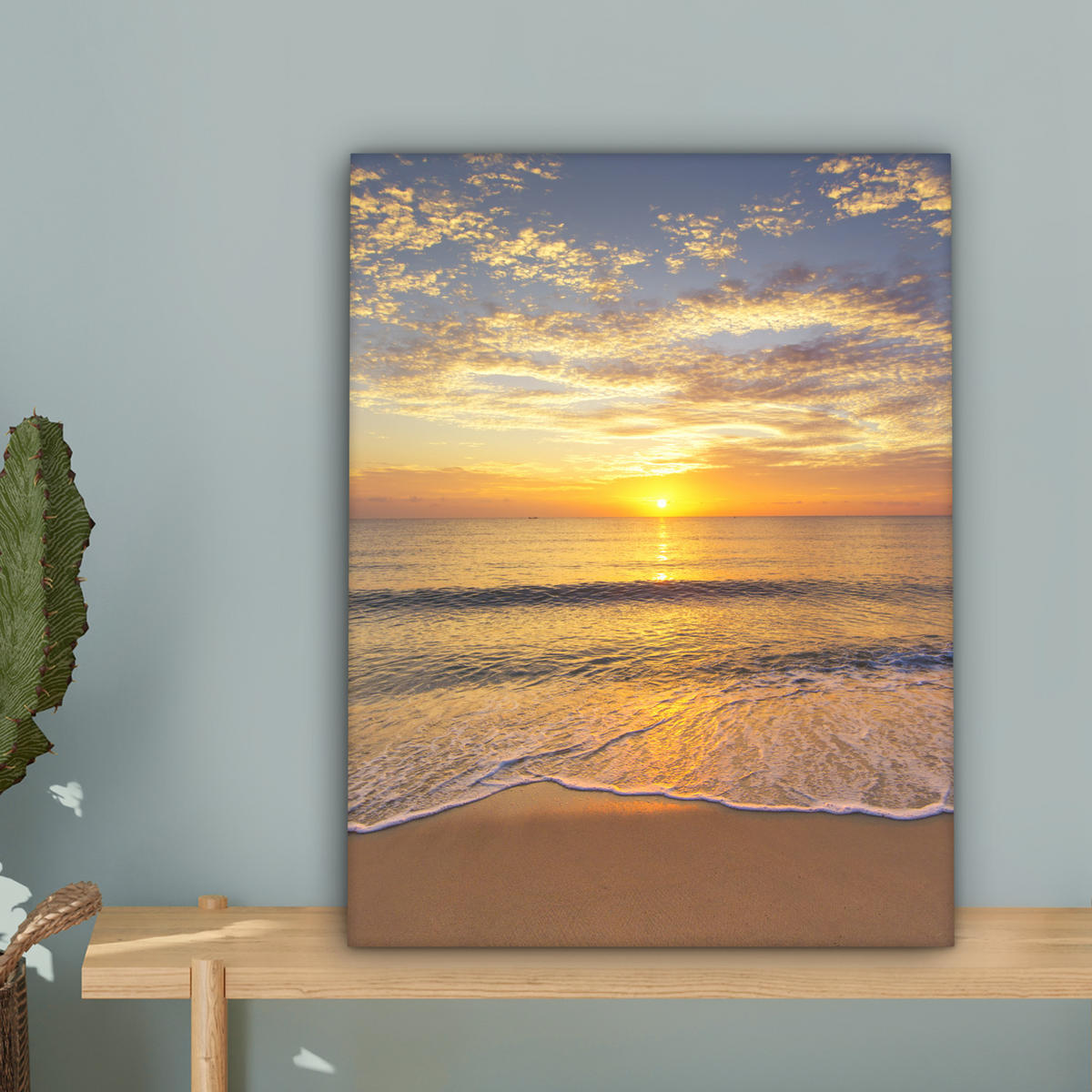 LEINWANDBILD Strand - Sonnenuntergang - Meer Room Decor 30x40 cm - Gelb, Textil (30/40cm) - MuchoWow