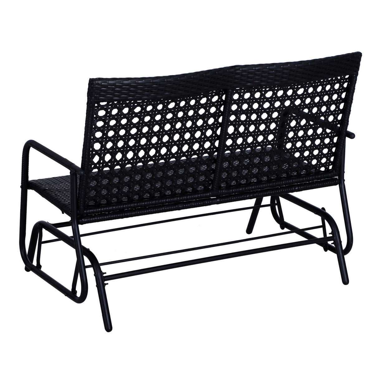 GARTENSCHAUKEL 2Sitzer Polyrattan - Schwarz, Metall (76/90/120cm) - Outsunny