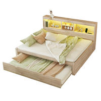 MULTIFUNKTIONSBETT 140/200 cm Natur mit Ambientebeleuchtung und USB-Anschlüssen - Naturfarben, Holzwerkstoff (140/200cm) - OKWISH