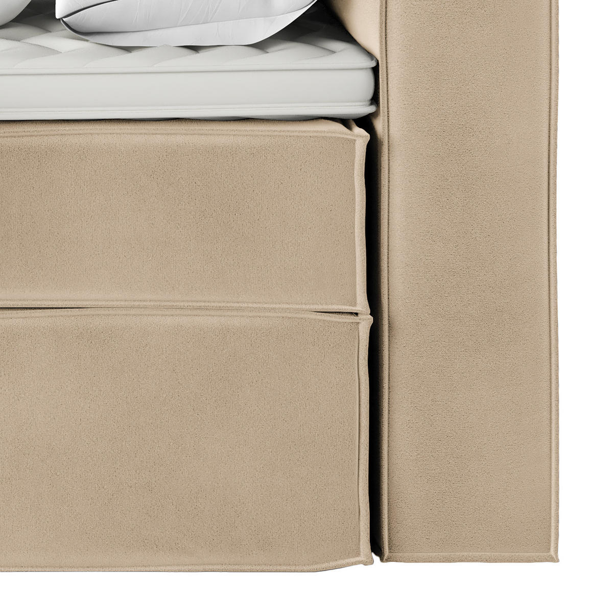 BOXSPRINGBETT mit Kopfteil - Premium - Beige, Textil (140/200cm) - home24