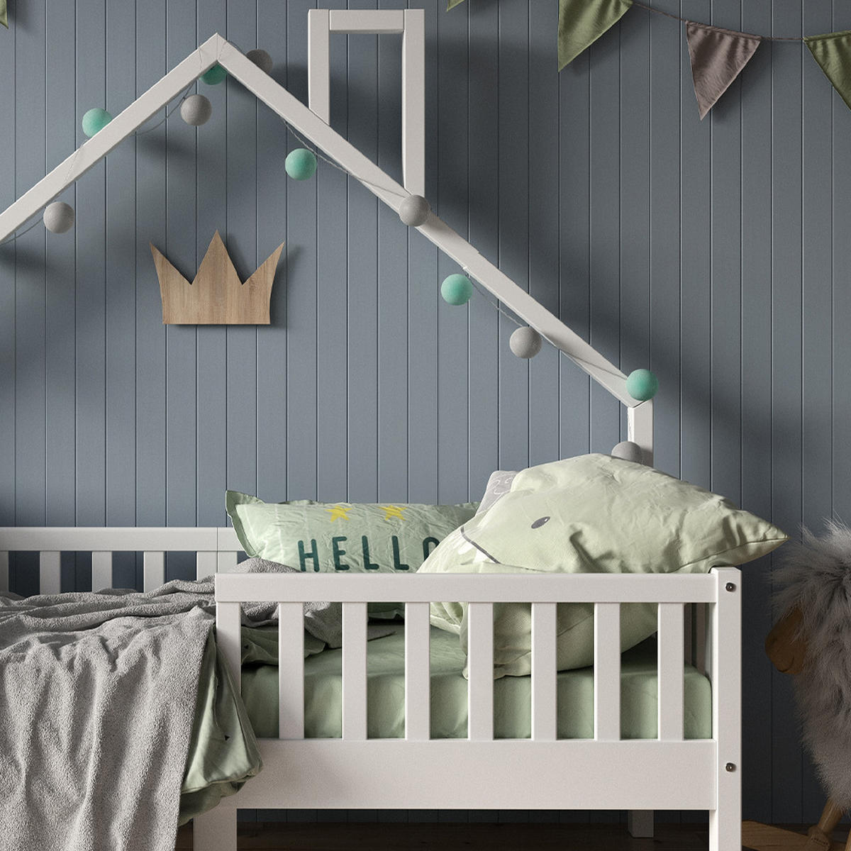 DOMEČKOVÁ POSTEL Noemi Bílá - bílá, dřevo (80/160cm) - VitaliSpa