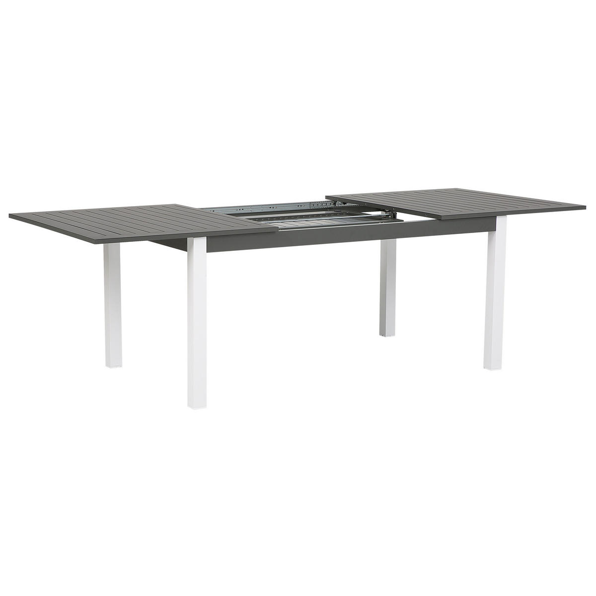 GARTENMÖBEL SET 8-Sitzer Aluminium dunkelgrau Pancole - Weiß/Grau, Metall - Beliani