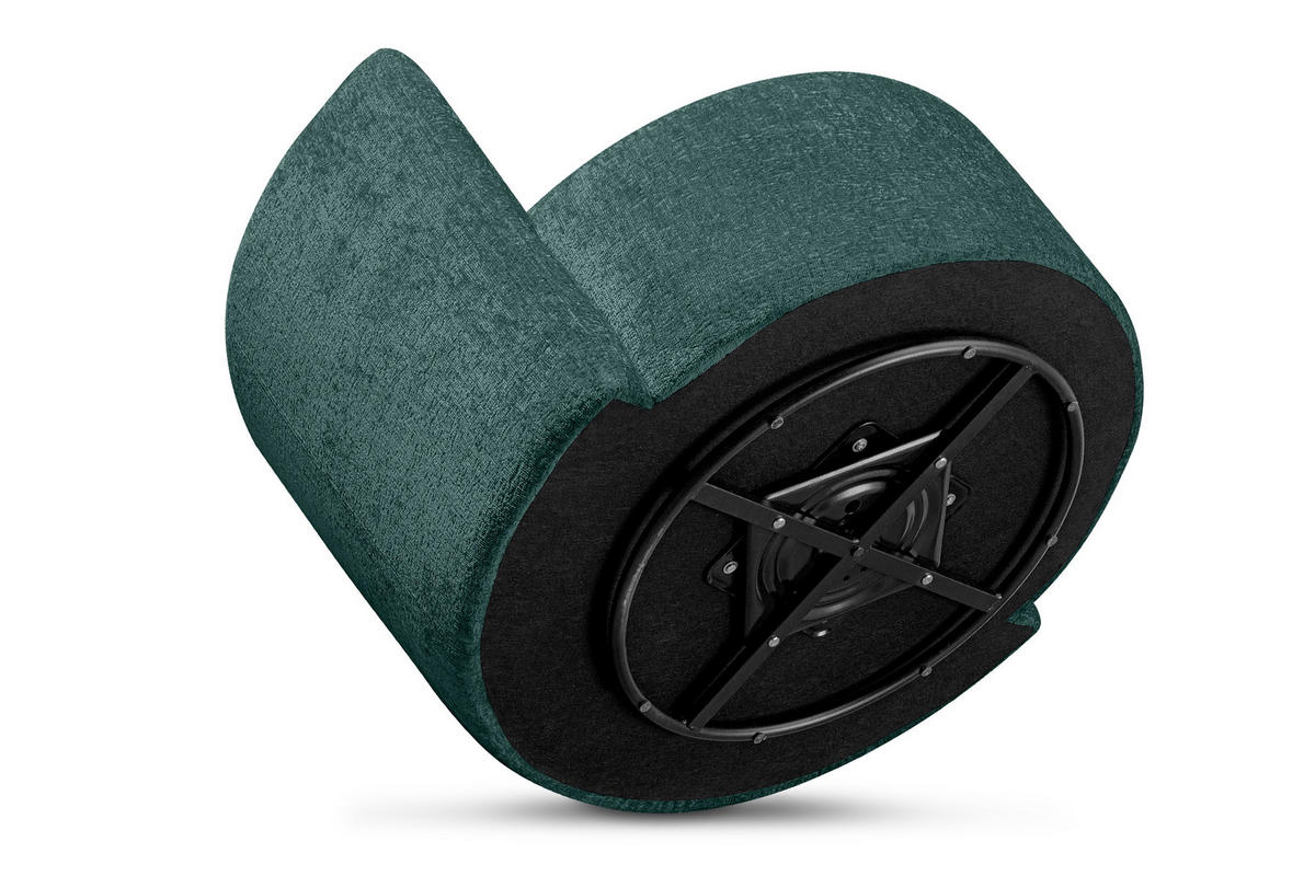 DREHSESSEL RAGGI 360° Drehfunktion mit inklusive dekorativem Kissen, Marineblau - Blau/Grün, Textil (92/75/94cm) - KONSIMO®