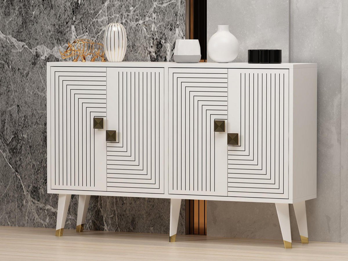 BUFFETSCHRANK ahart weiss - Weiß, Holz (30/80/120cm) - Habitat Garten