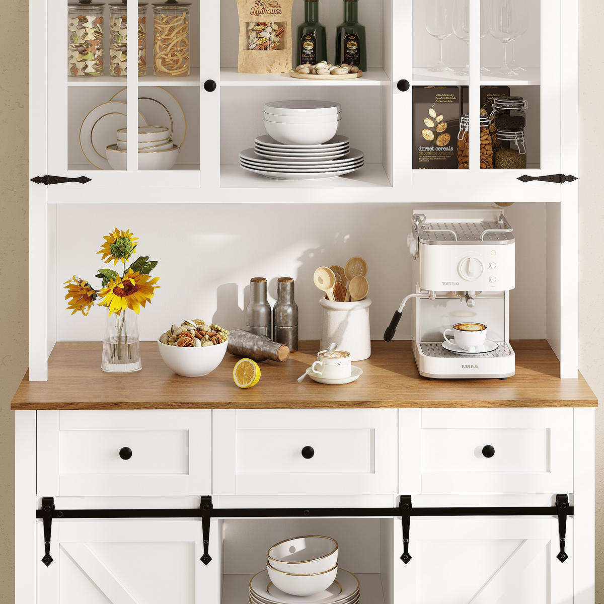 BUFFET 105/38,4/180 cm Weiß aus MDF mit LED - Weiß, Holzwerkstoff (105/180/38.4cm) - OKWISH