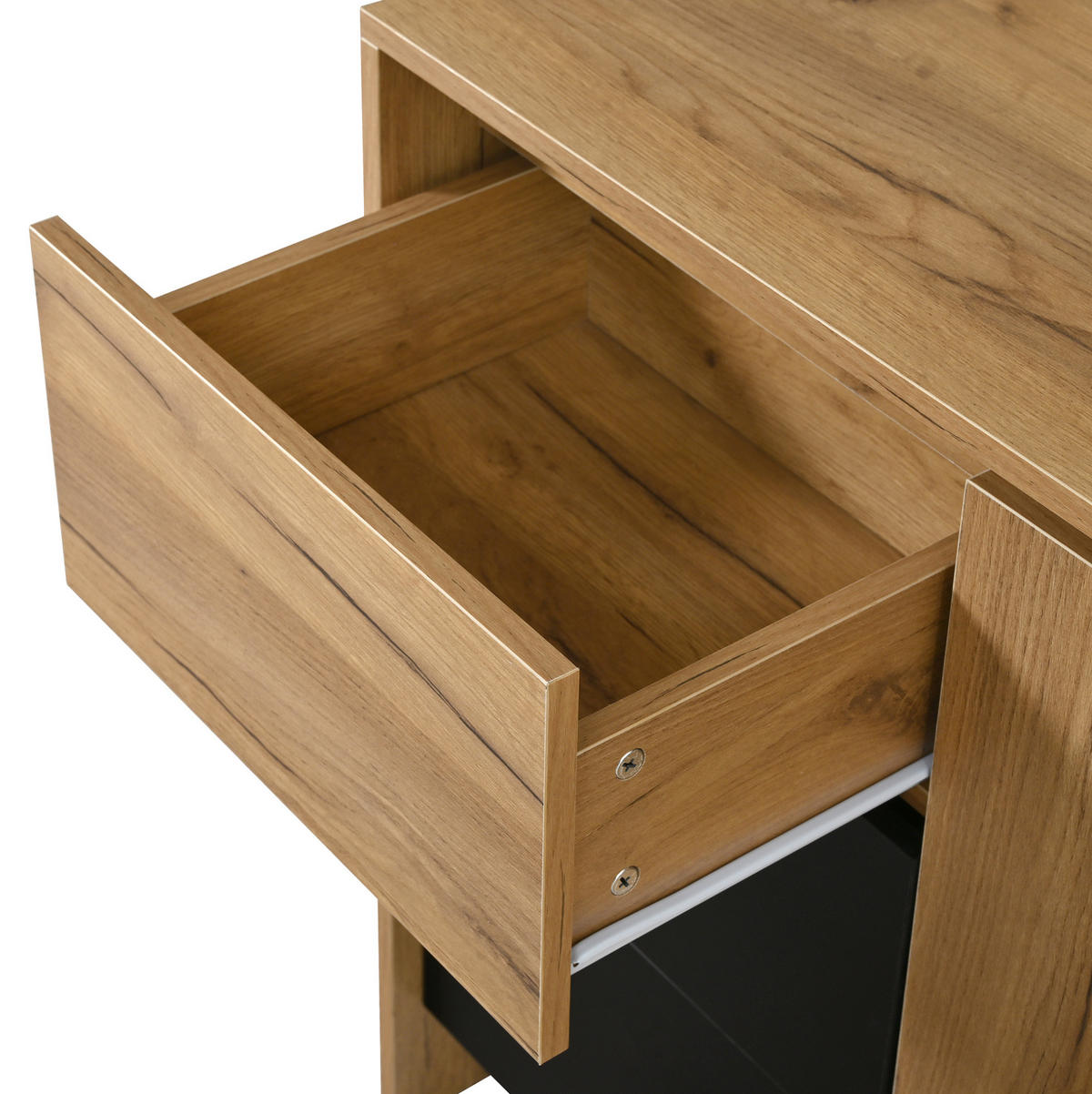 SIDEBOARD in Naturfarben und Schwarz Küchenschrank mit 2 Türen und 3 Schubladen für Esszimmer, B120/T40/H76cm - Schwarz/Naturfarben, Holzwerkstoff/Metall (120/40/76cm) - STILVORA