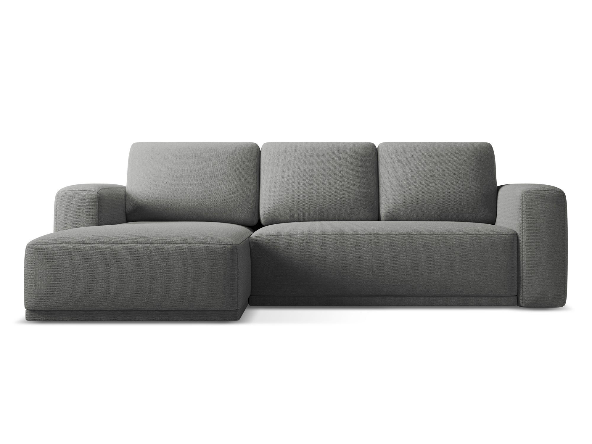 ECKSOFA mit Schlaffunktion Chenille Stoff Grau - Schieferfarben/Schwarz, Kunststoff/Textil (160/258cm) - Makamii