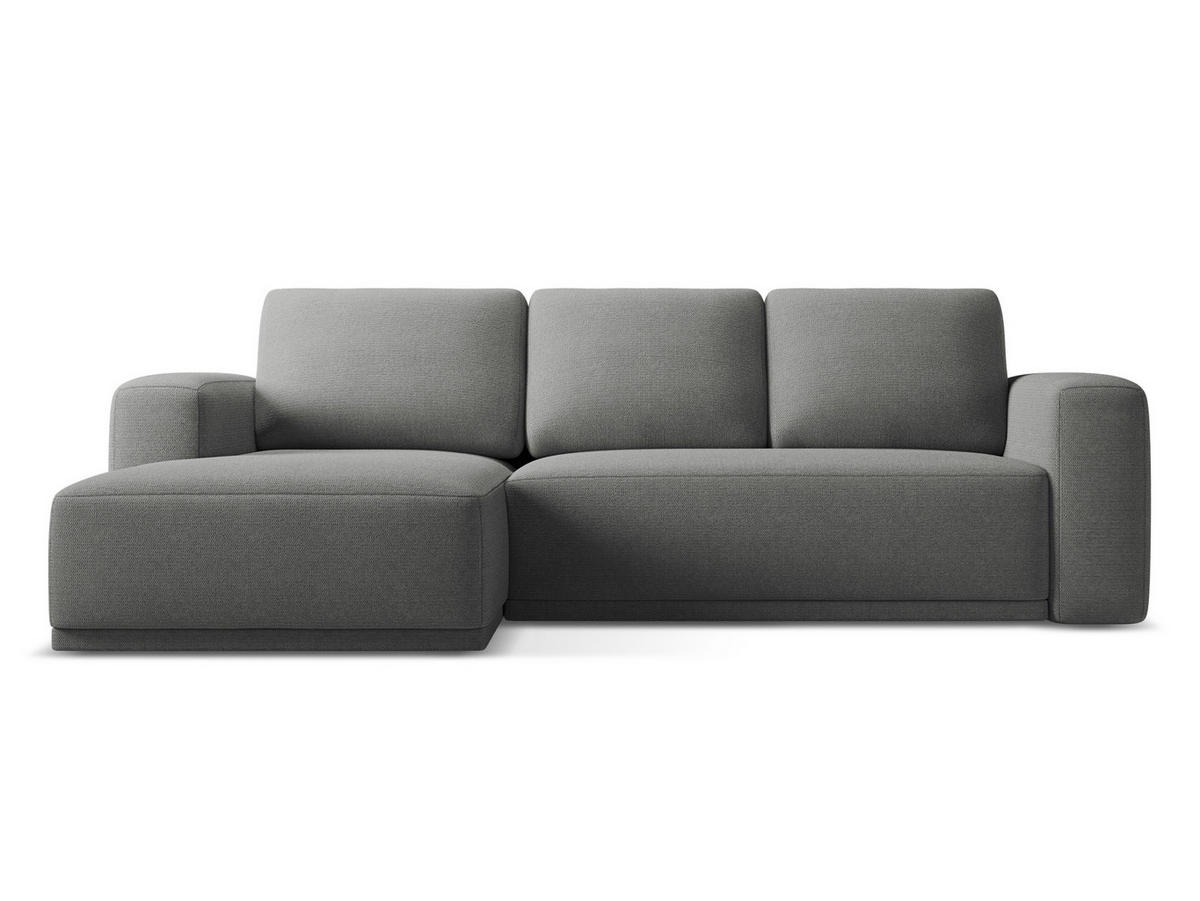 ECKSOFA mit Schlaffunktion Chenille Stoff Grau - Schieferfarben/Schwarz, Kunststoff/Textil (160/258cm) - Makamii