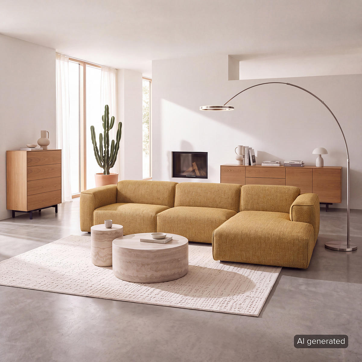 3-SITZER ECKSOFA mit Longchair - Schwarz/Honig, Kunststoff/Textil (317/173cm) - home24