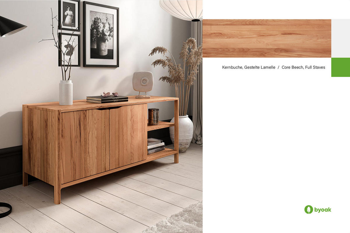 KOMMODE PAUL Kernbuche - Kernbuche, Holz (140/64/50cm) - byoak