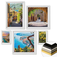 WANDBILDER 5er-Set - 50x50 cm & 20x30 cm & 40x60 cm Weißer Rahmen - Bezaubernde Straßen voller Zitronenblüten - Weiß, Kunststoff (40/60cm) - ArtPrintCave