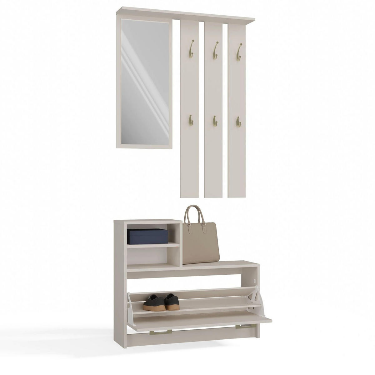 GARDEROBENSET Verena 2-tlg - Beige, Holzwerkstoff (85/180/24cm) - kommodly