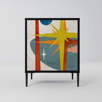 SIDEBOARD INTERSTELLAR VIBES, Schwarz, 57,5x42x72,5 cm, Schwarze Metallfüße - Multicolor/Schwarz, Holzwerkstoff/Metall (57.5/72.5/42cm) - SpaceRebels