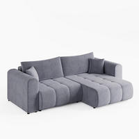 ECKSOFA RIVA Rechts Grau Velours-Stoff Premium L-Form Couch mit Schlaffunktion & Bettkasten - Schwarz/Grau, Holz (160/255cm) - Barchello