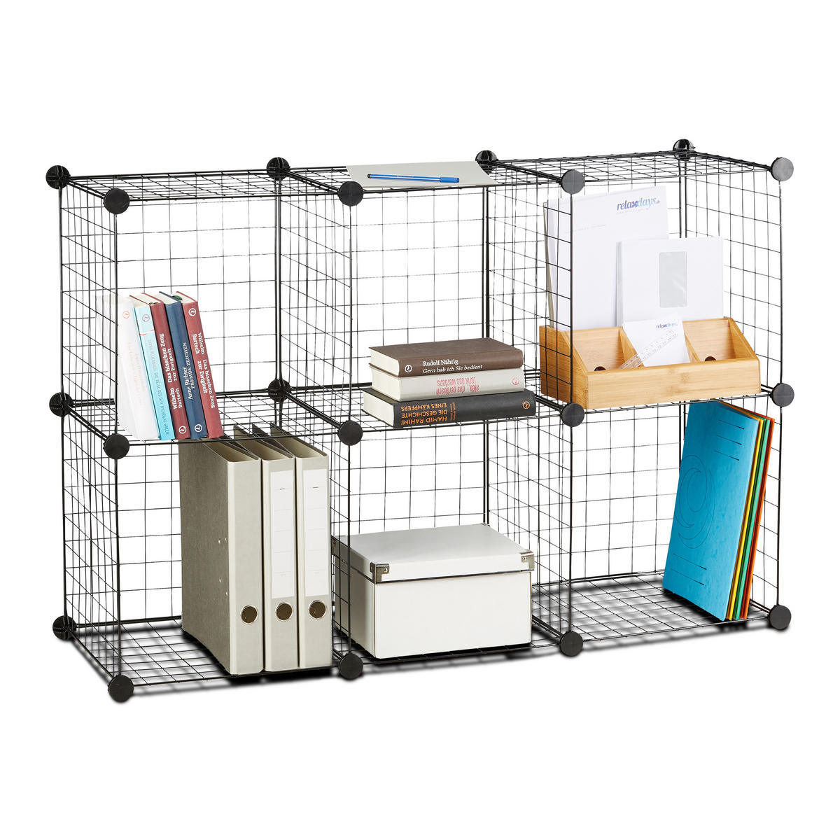 REGALSYSTEM - Schwarz, Kunststoff/Metall (110/110/36.5cm) - Relaxdays