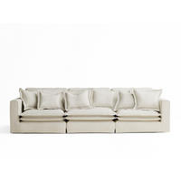 6-SITZER SOFA Amalfi Creme Webstoff - Creme/Schwarz, Holz/Holzwerkstoff (338/90/119cm) - Maison de Reve