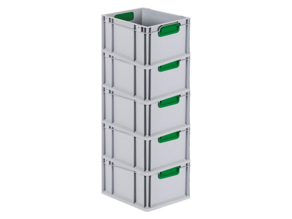 EUROBOX 5x Nextgen Color 22x30x40cm 20 Liter Griffe Grün Geschlossen - Grün, Kunststoff (30/22/40cm) - PROREGAL