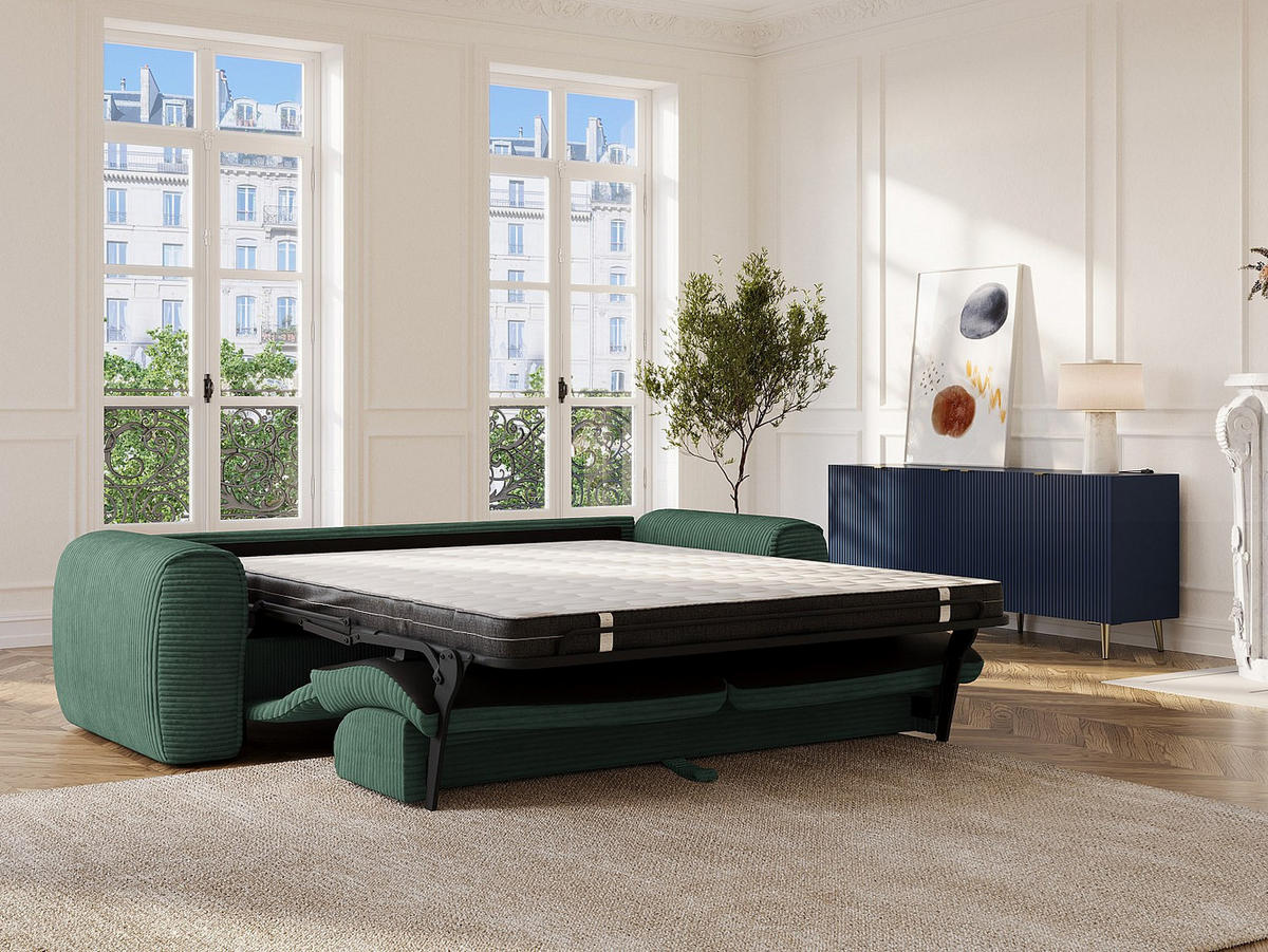 SCHLAFSOFA - 4 Personen - Samt, Stoff - Tannengrün - - Waldgrün, Textil (236/73/100cm) - Vente-Unique