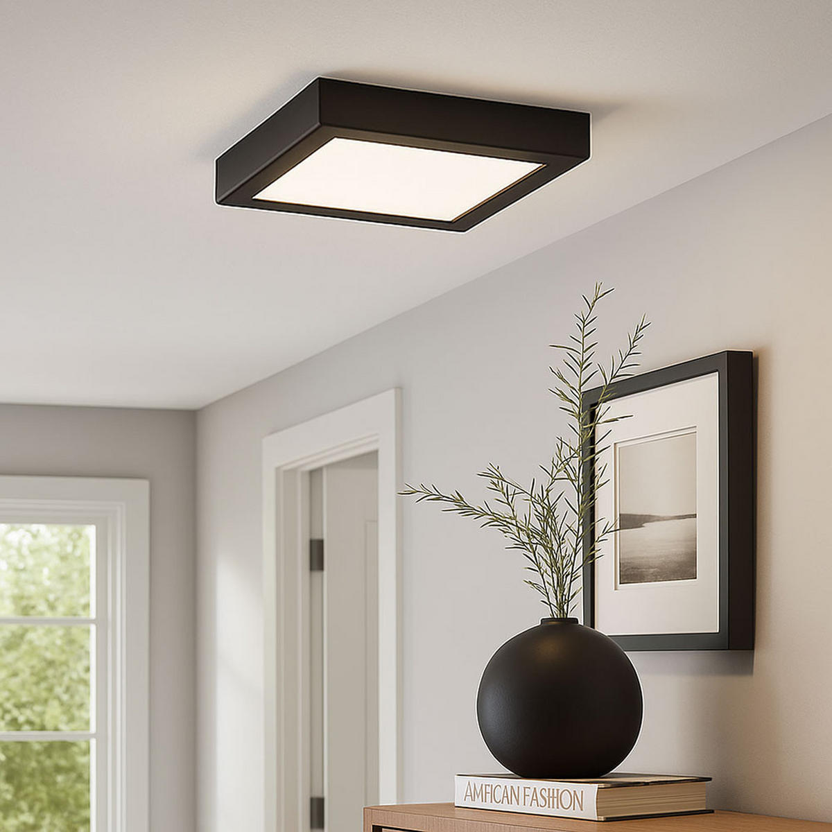 LED DECKENLEUCHTE Schwarz Quadratisch - Schwarz, Metall (22.5/22.5/3.2cm) - Briloner