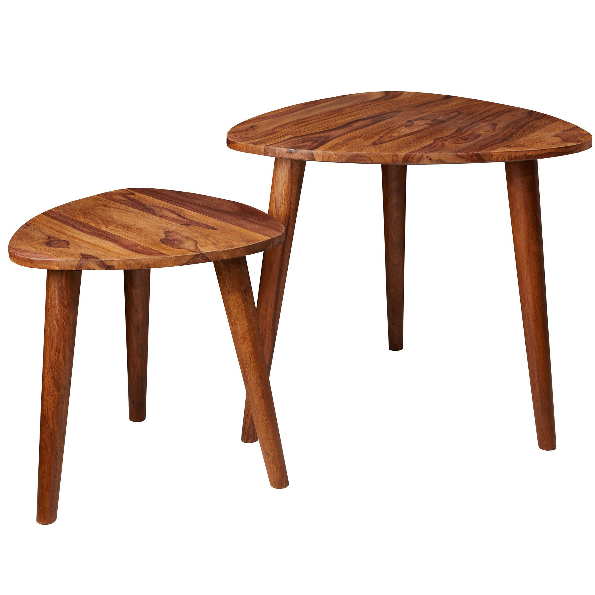 BEISTELLTISCH Set – 2-teilig, Massivholz braun, schmal - Dunkelbraun/Braun, Holz (60/60/54cm) - KADIMA DESIGN
