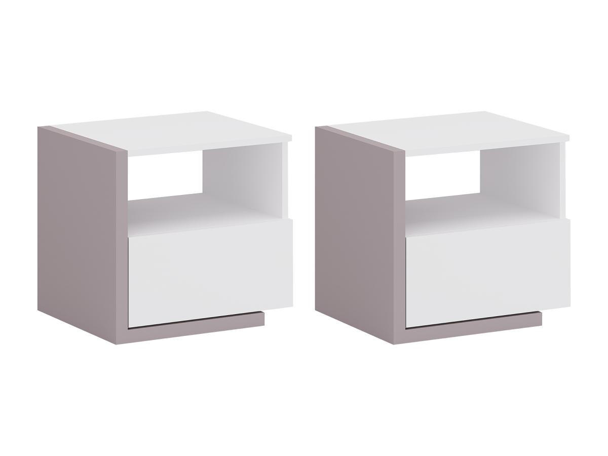 2ER-SET Nachttische skandinavisch mit 1 Schublade & 1 Ablage - Weiß & Taupe - NAPOLI II - Braun, Holz (39/43/46.4cm) - Vente-Unique