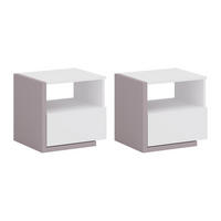 2ER-SET Nachttische skandinavisch mit 1 Schublade & 1 Ablage - Weiß & Taupe - NAPOLI II - Braun, Holz (39/43/46.4cm) - Vente-Unique