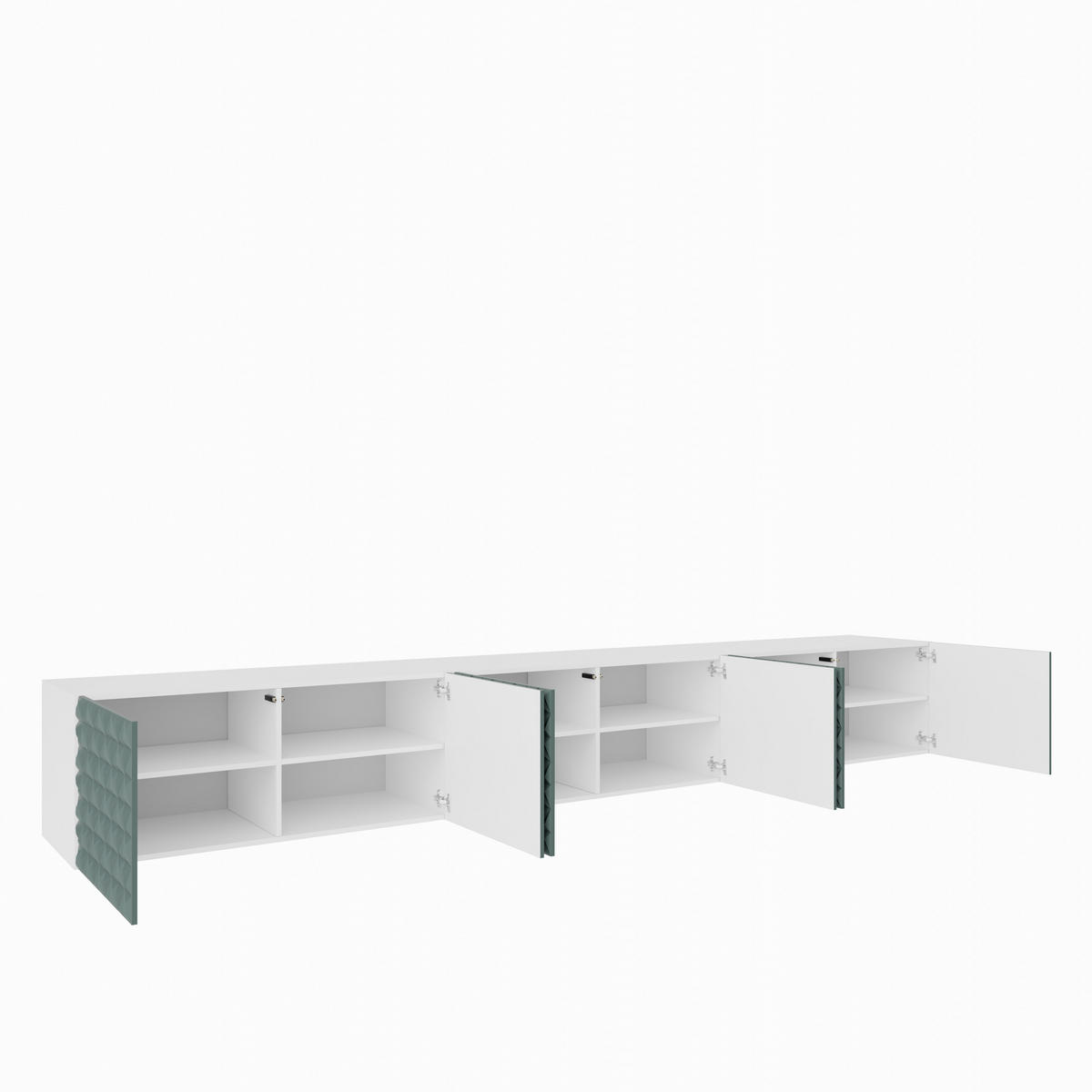 TV-SCHRANK Cali 300 cm, sechstürig, weiß, grün - Weiß/Olivgrün, Kunststoff (300/41/40cm) - Margaret Hadas24