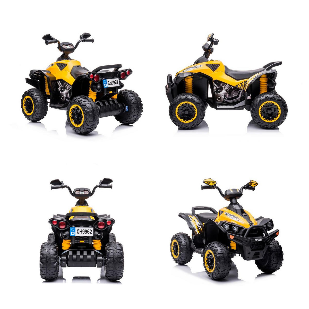 ELEKTROQUAD ATV Speed gelb Licht Musik 2 Motoren Fußpedal bis 35 kg - Gelb, Kunststoff (96/58/72cm) - Chipolino