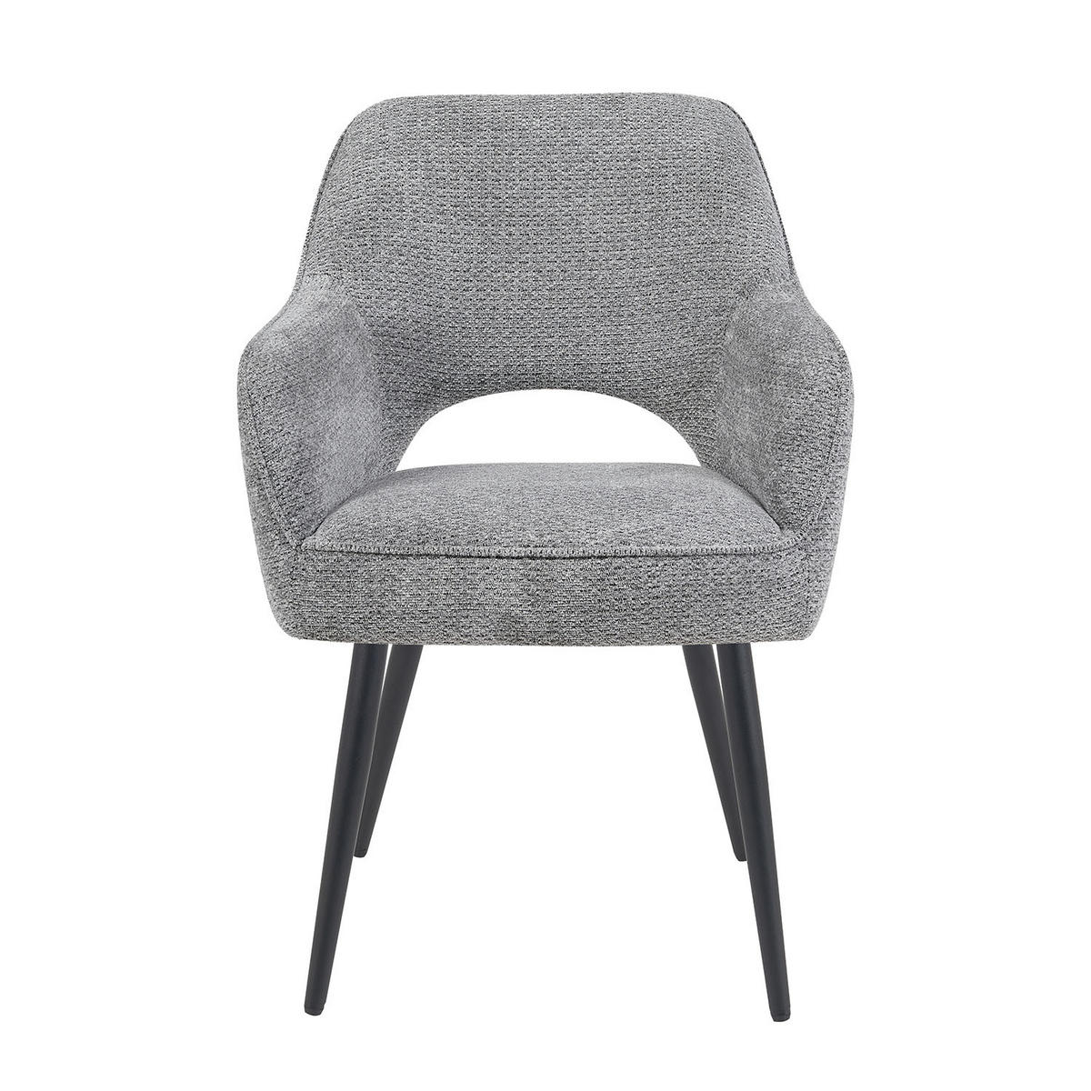 ESSZIMMERSTUHL Mika-Runa 2er-Set - Dunkelgrau/Schwarz, Textil/Metall (60/87/65cm) - DUBI Möbel
