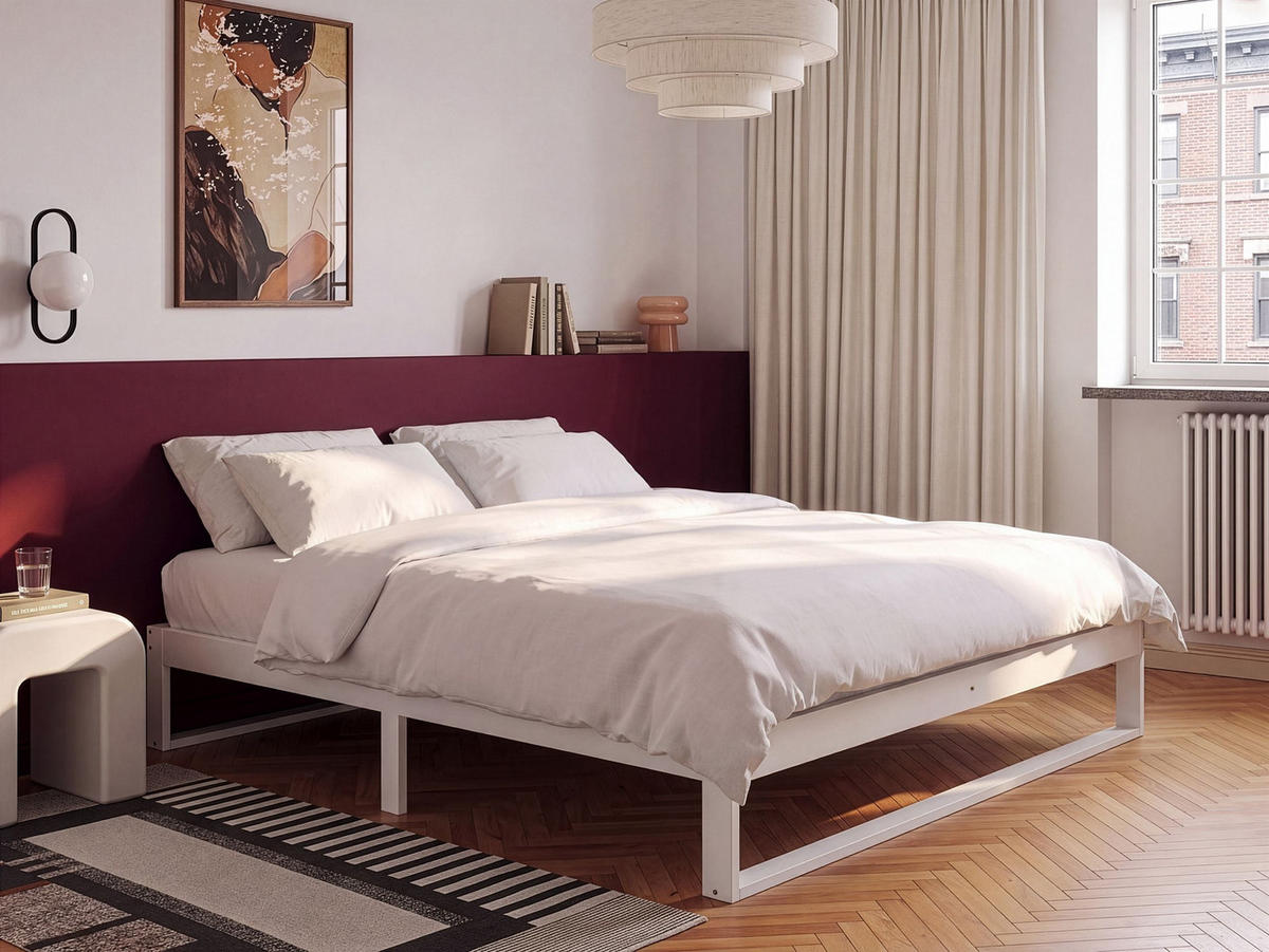 BETT ohne Kopfteil 160/200 Kiefernholz Weiß Talairan - Weiß, Holz (160/200cm) - Beliani