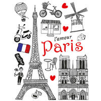 WANDTATTOO Paris Ansicht 65 x 85 cm - Schwarz, Papier (85/65/65cm) - Sanders & Sanders