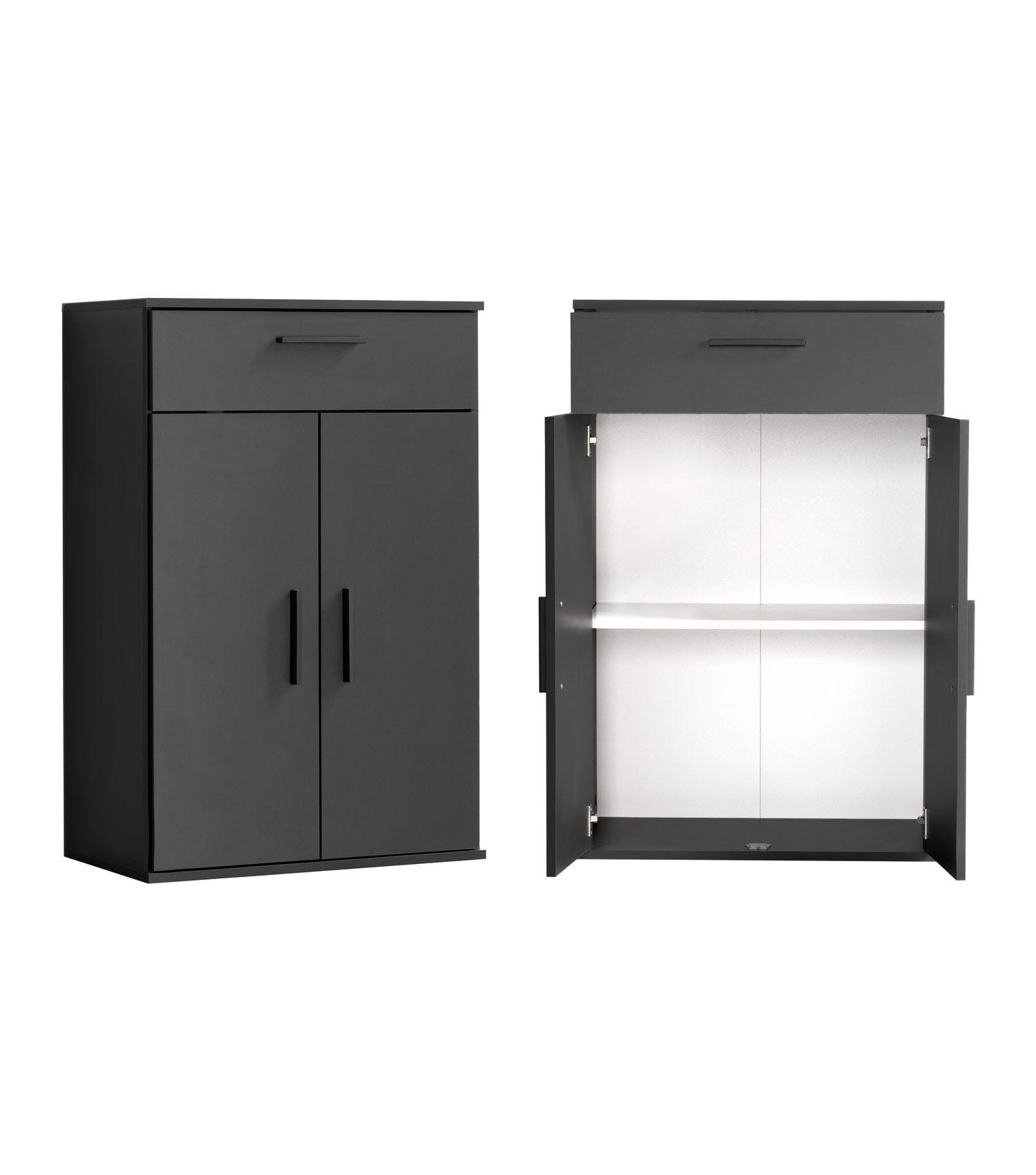 MEHRZWECKSCHRANK Der Praktische - Anthrazit/Schwarz, Holzwerkstoff (60/91/34cm) - Mokebo