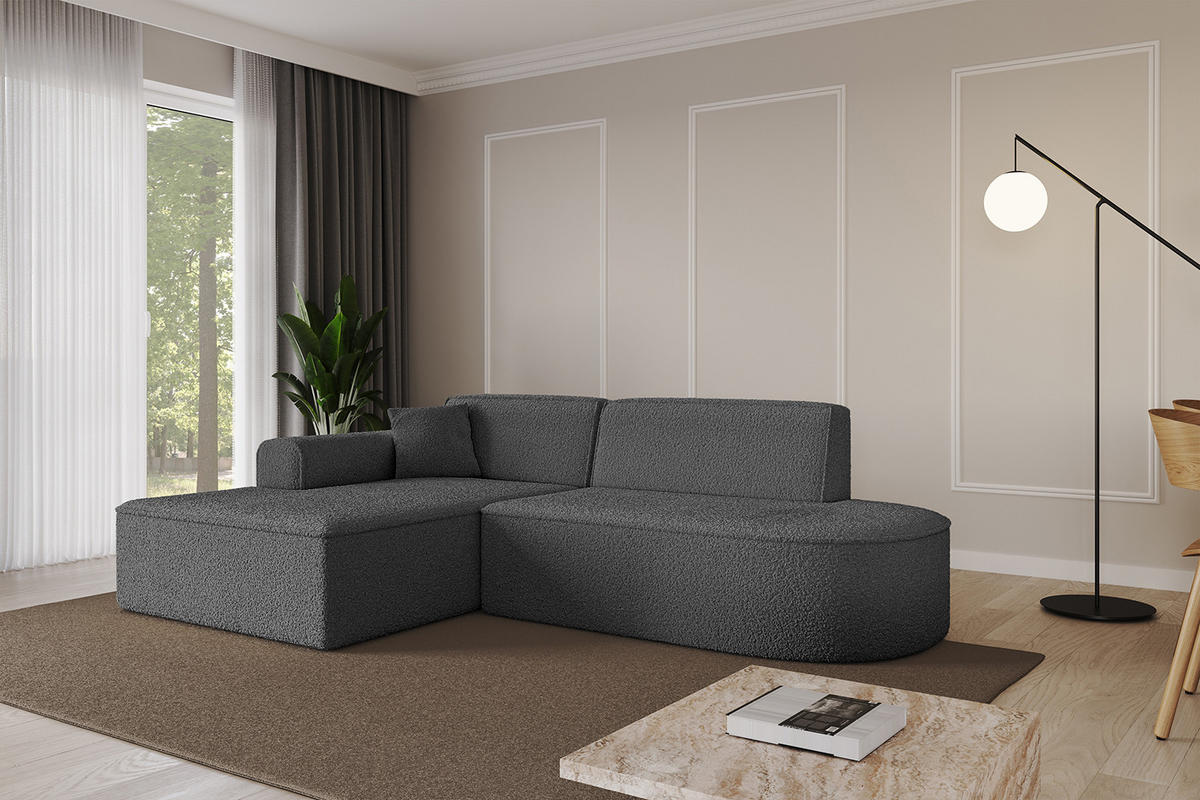 ECKSOFA Ottomane Links IREA-L1-v3 - 232x165x77 cm Grau - Olivgrün, Holzwerkstoff/Textil (232/165cm) - ALTDECOR
