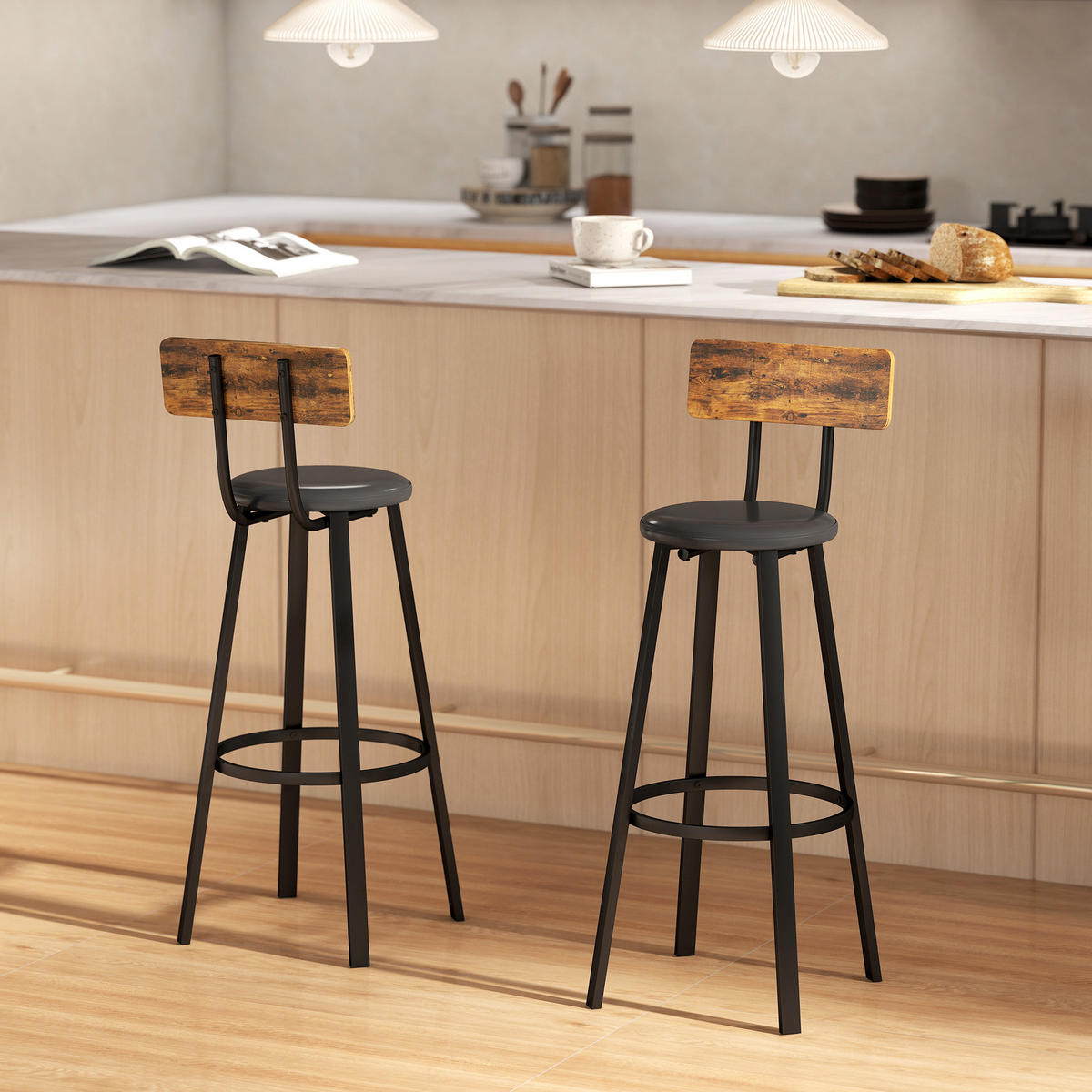 BARHOCKER 2er-Set Rostfarben 41.6/36.5/99.5 cm - Rostfarben, Holzwerkstoff (36.5/99.5/41.6cm)