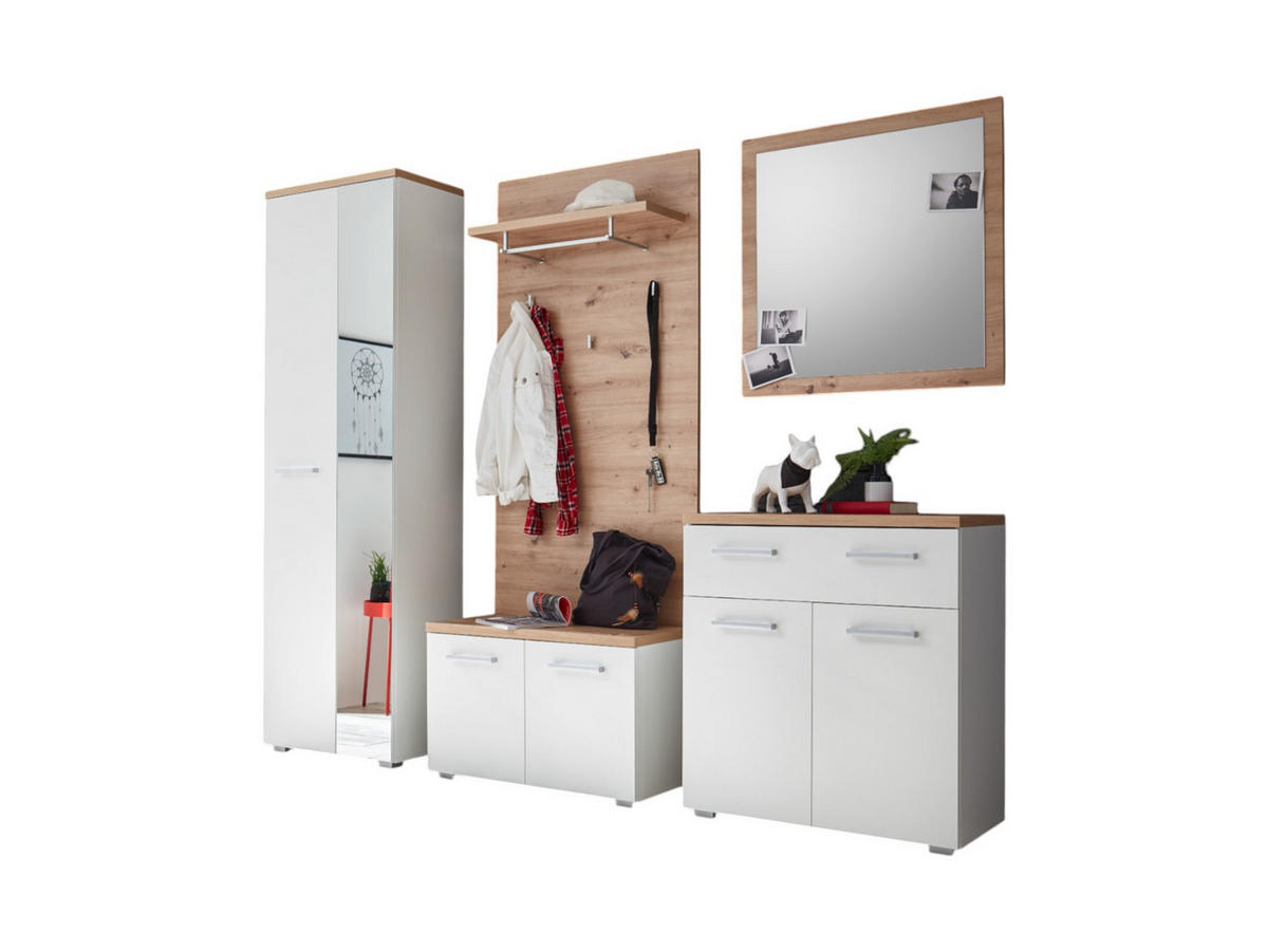 GARDEROBE 5-teilig in 256/198/38 cm - Weiß, Holz (256/198/38cm) - moebel dich auf