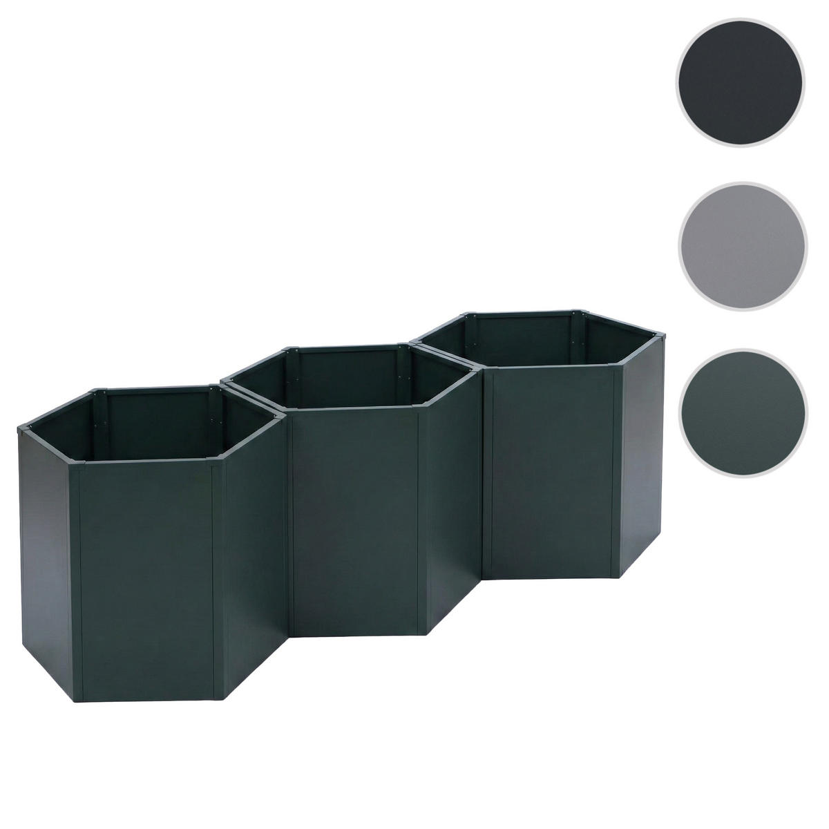 SADA 3 VYSOKÝCH ZÁHONŮ Zelená sada 3 kusů - zelená barva, kov (164/77/100cm) - MCW