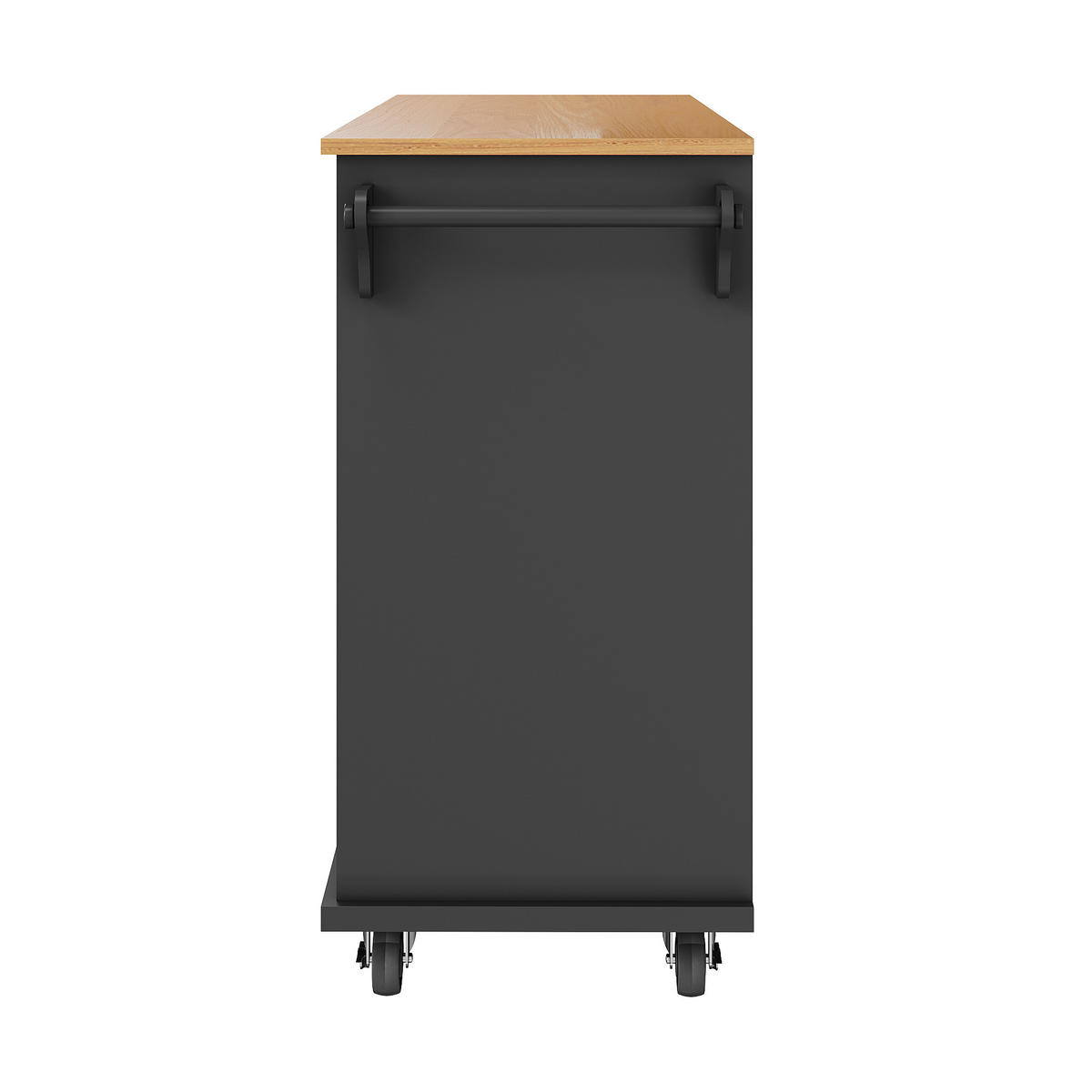 KÜCHENINSEL 134/46/92 cm schwarz mit Rollen und verstellbaren Ablagen - Schwarz, Holzwerkstoff (134/92/46cm) - OKWISH
