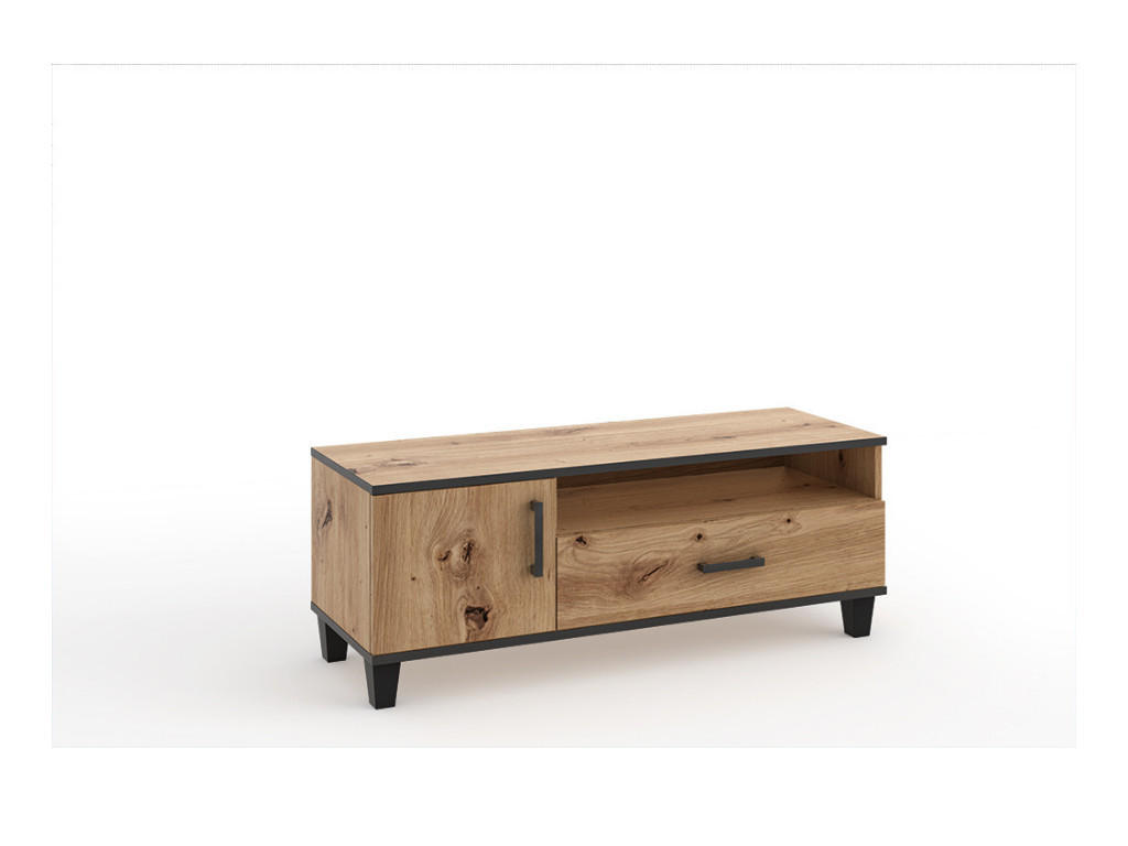 Margaret Hadas24 Tv-Schrank Eiche Artisan, Schwarz 120x52x40 cm