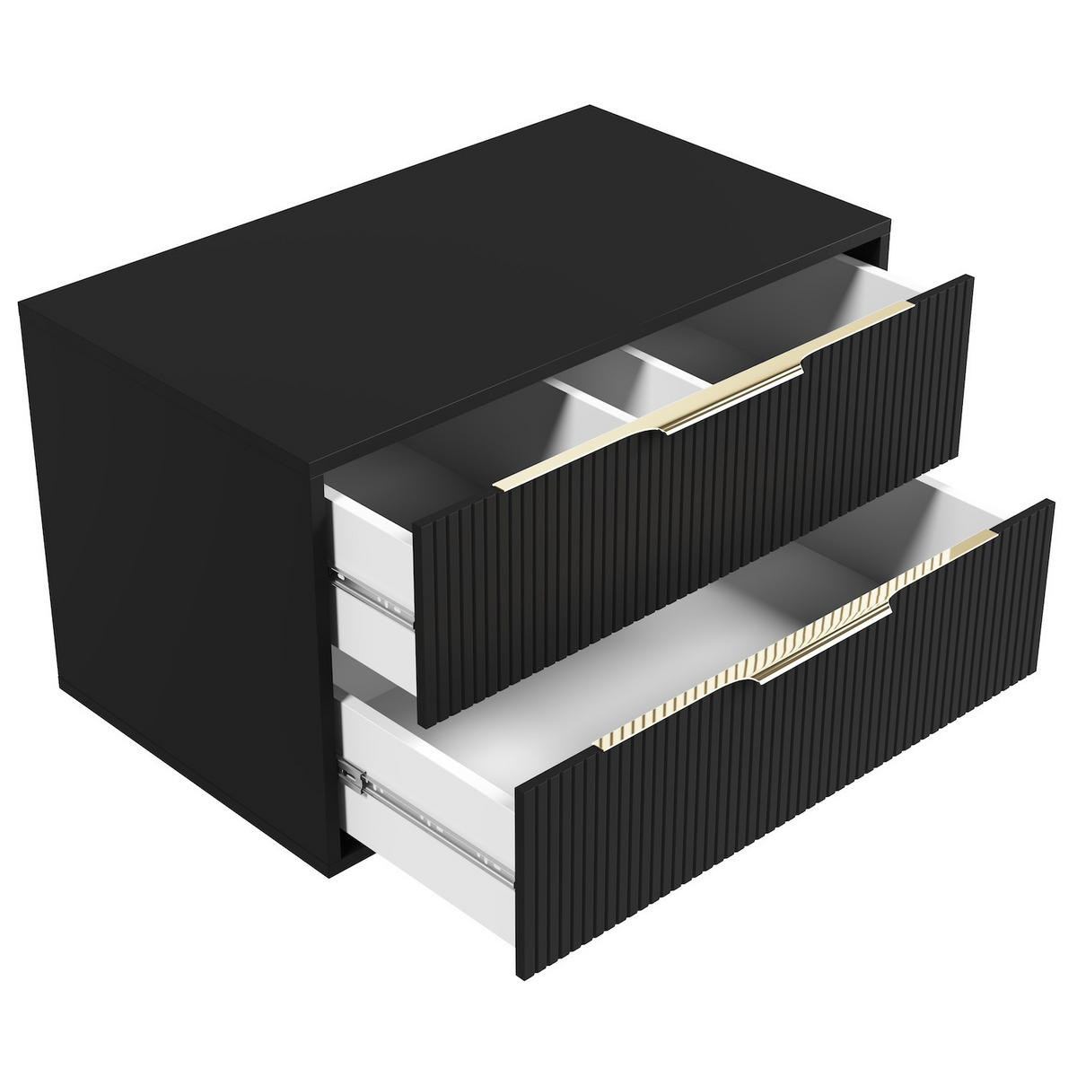 WASCHBECKENUNTERSCHRANK Rimini 2 Schubladen Schwarz Matt - 80 x 46 x 46 cm - Schwarz, Holz (80/46/46cm) - Badplaats