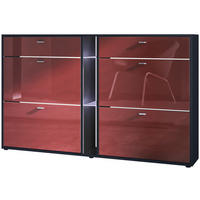 SCHUHSCHRANK Today Fronten in Bordeaux Hochglanz - Bordeaux, Holzwerkstoff (155.5/95/28cm) - Vladon